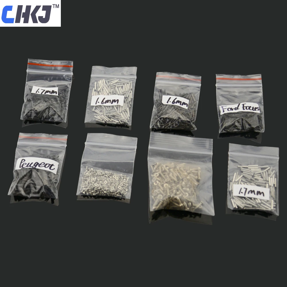 CHKJ 200pcs/lot Car Flip Remote Key Fixed Pins Screws Locksmith Tool Part Repair Accessorie For Peugeot Black For Ford Focus ect