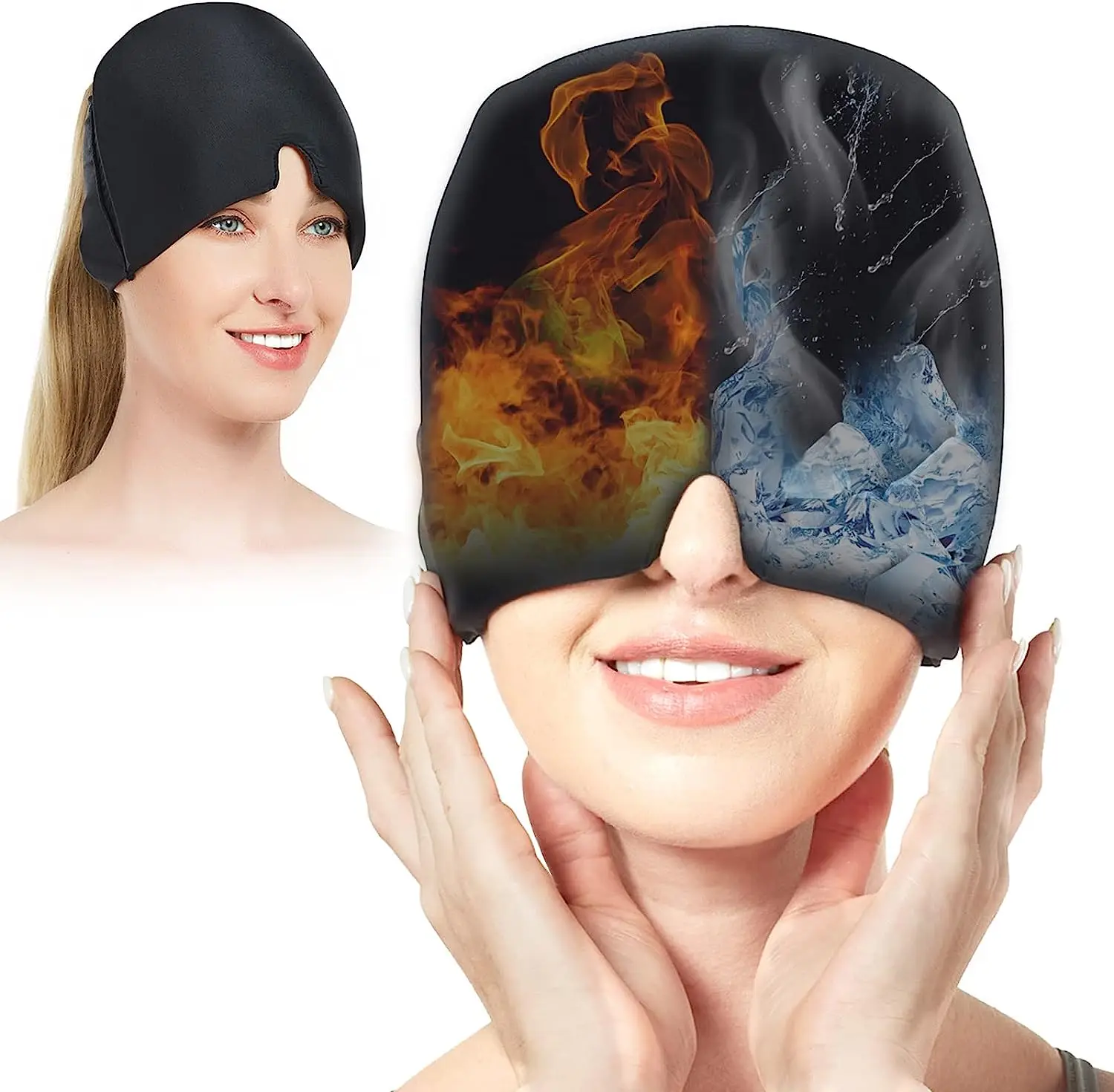 Description Picture 2 of itemMigraine Relief Hat headache hat Gel Hot Cold Therapy Ice Cap For Relieve Pain Ice Hat Eye Mask Stress Pressure Pain Relief