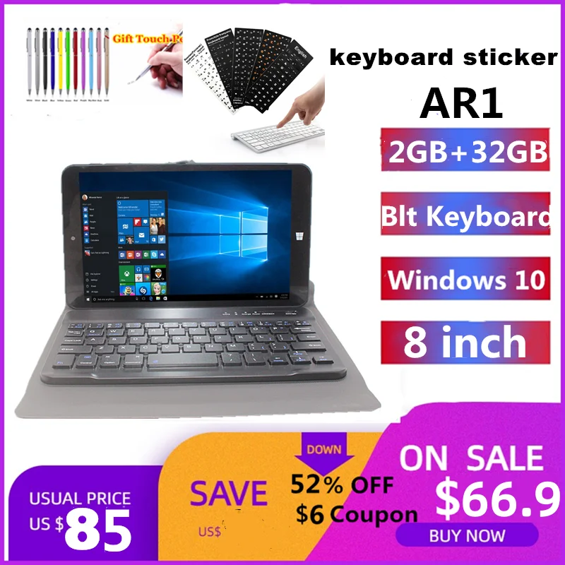 HOT Sales AR1 Pocket Tablet 8.0 INCH Windows 10 RAM 2GB DDR3+16GB Two Cameras Bluetooth-Compatible WIFI Quad Core