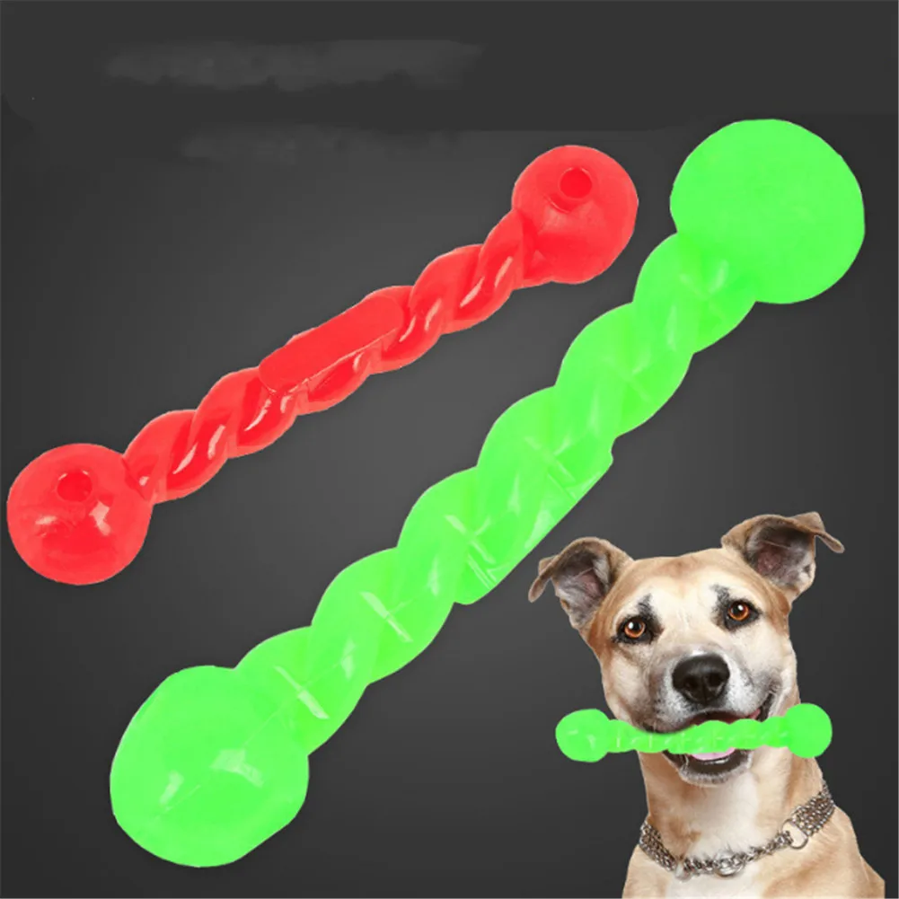 Description Picture 2 of itemNew Pet Toy Dog Cat Bone Grinding Bite Chew Health Teeth Stick Silicone Color Green Red Blue