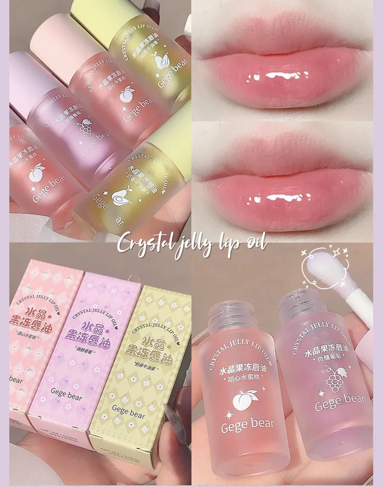Description Picture 4 of itemJelly Lip Oil Moisturize Lip Gloss Coat Hydrating Plumping Lip Glaze Softens Lip Wrinkles Removes Dead Skin Lip Balm Cosmetics