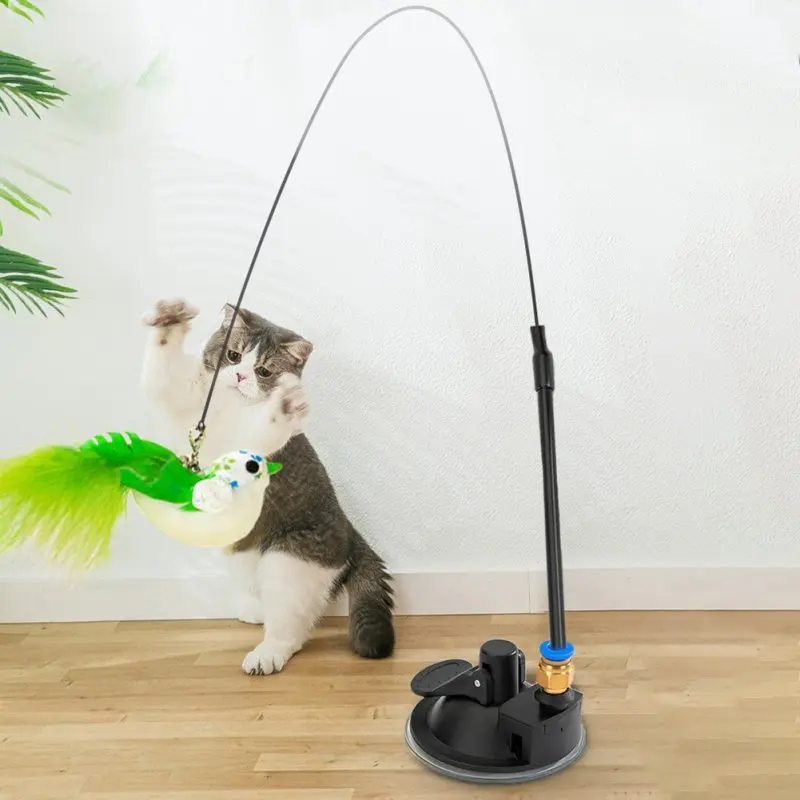 Description Picture 2 of itemHandfree Bird/Feather Cat Wand with Bell Powerful Suction Cup Interactive Toys for Cats Kitten Hunting Exercise Cat Toys