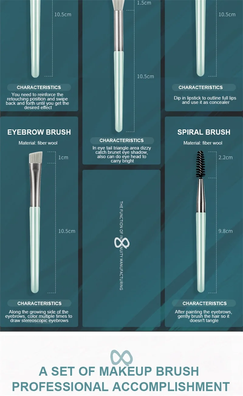 Description Picture 5 of item8Pcs Professional Makeup Brushes Set Cosmetic Powder Eye Shadow Foundation Blush Blending Concealer Beauty Make Up Tool Brushes