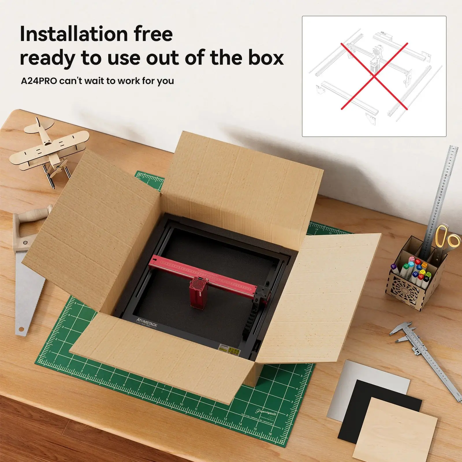 Description Picture 3 of itemAtomStack A24 PRO Optical Power 24W Laser Engraver Unibody Frame Requires No Assembly