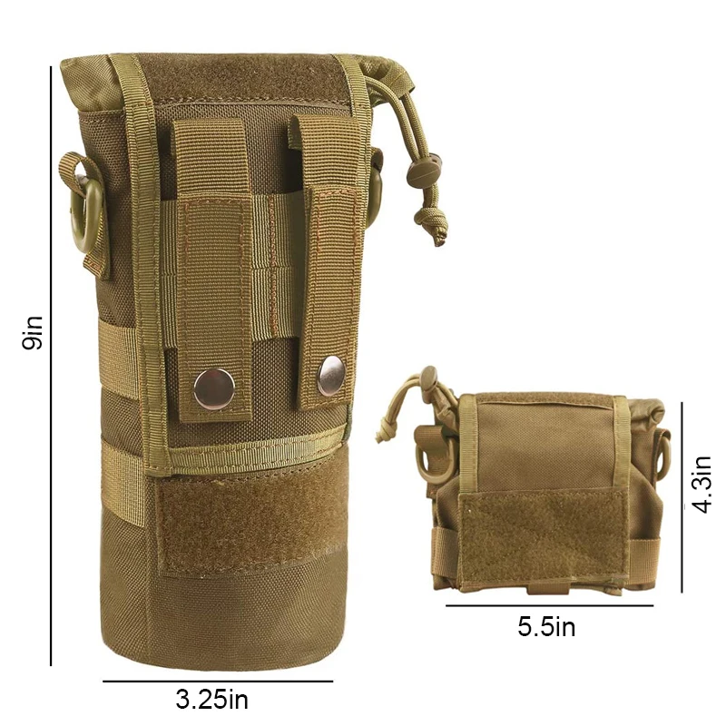 Description Picture 2 of itemTactcail Molle Foldable Water Bottle Pouch Adjustable Drawstring Kettle Holder Bag Travel Hydration Carrier with Mesh Bottom