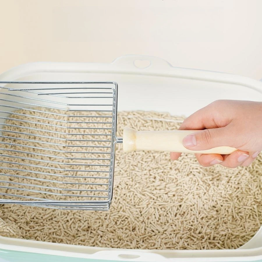 Description Picture 2 of itemQuality Stainless Steel Wooden Handle Not Easy To Rust Durable Washable Cat Excrement Poop Shovel