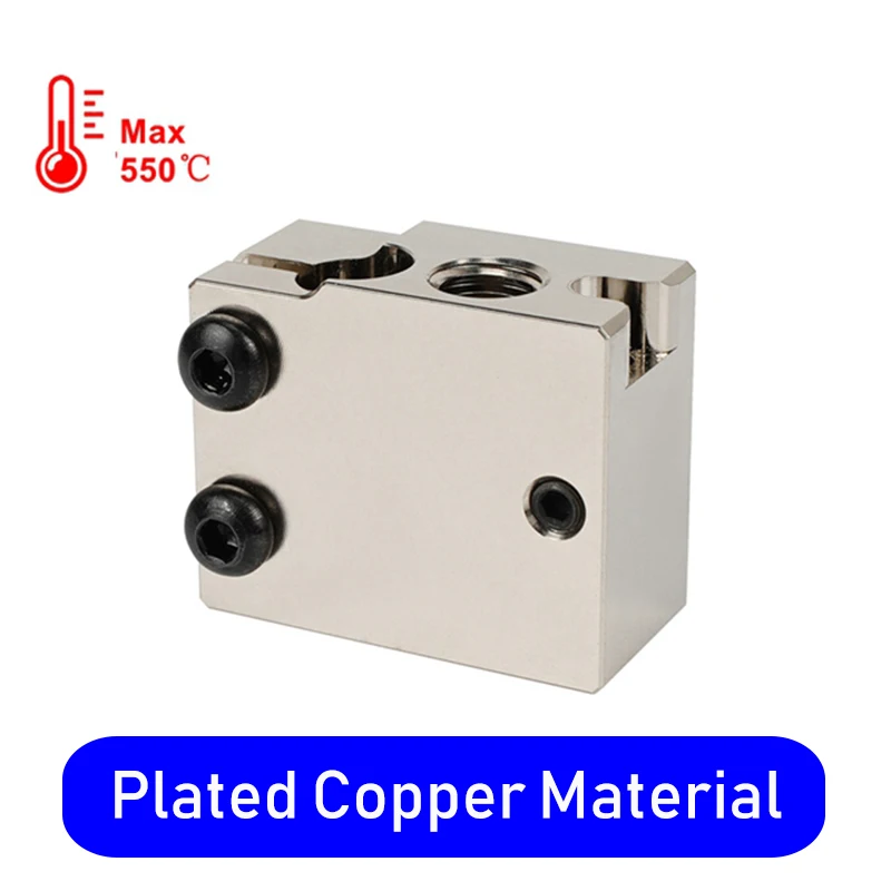Description Picture 6 of itemHigh Quality V6 Volcano Aluminum or Plated Copper Brass Heat Block for PT100 HT-100K Hotend 3D Printer Extruder Heated Block