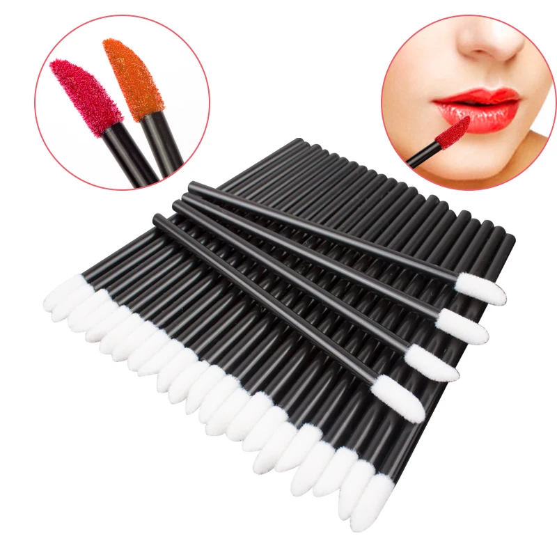 50/5 Pcs Disposable Lip Brush Makeup Brushes Pen Lipstick Mascara Wands Brush Cleaning Eyelash Cosmetic Brush Applicators Makeup