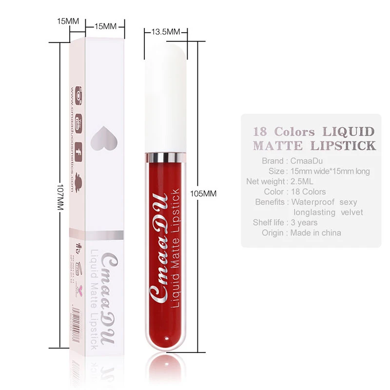 Description Picture 3 of itemMatte Velvet Lipstick Lip Gloss Long Lasting Non-marking Red Sexy Waterproof Liquid Lipsticks Sexy Red Lip Tint Makeup Cosmetics