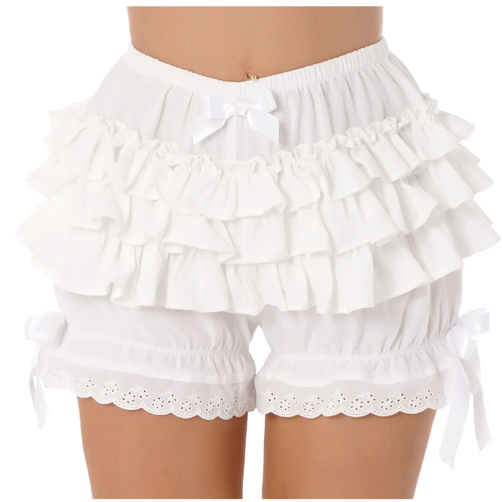 Description Picture 4 of itemLace Ruffle Pumpkin Bloomers Women Teen Girls Victorian Bowknot Frilly Bloomer Shorts Lolita Vintage Gothic Pantaloons Costume