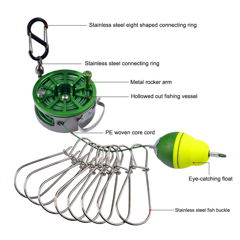 Description Picture 6 of itemPortable Fishing Lock Buckle Eye-Catching Float with Reel Fishing Stringer Lock Hollow Thread Cup Smooth Durable Angler Supplies