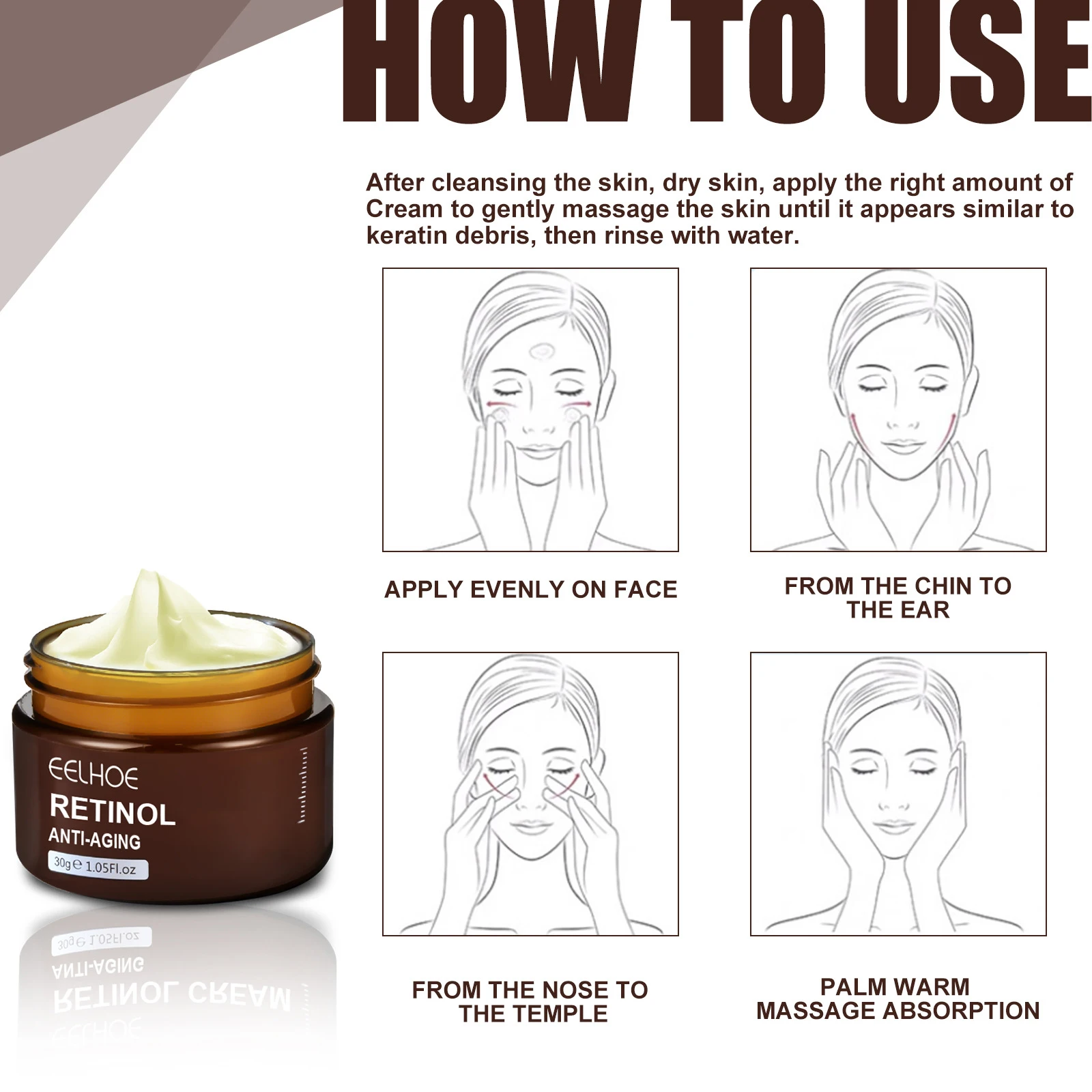 Description Picture 5 of itemRetinol Fade Wrinkle Face Cream Anti-Aging Lifting Firming Skin Care Hyaluronic Acid Moisturizing Whitening Beauty Cosmetics