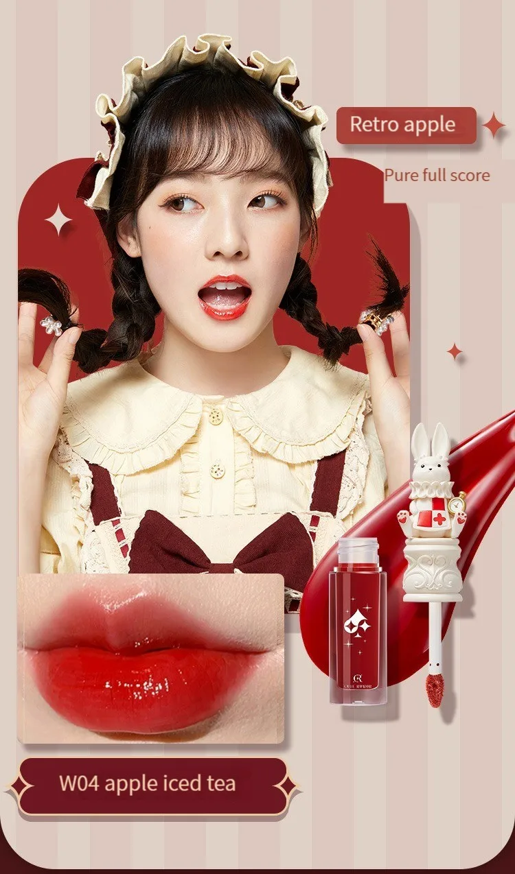 Description Picture 6 of itemCute Rumor Rabbit Rabbit Lip Glaze Mirror Water Light Moisturizing Lip Gloss Mud Matte Velvet Lipstick