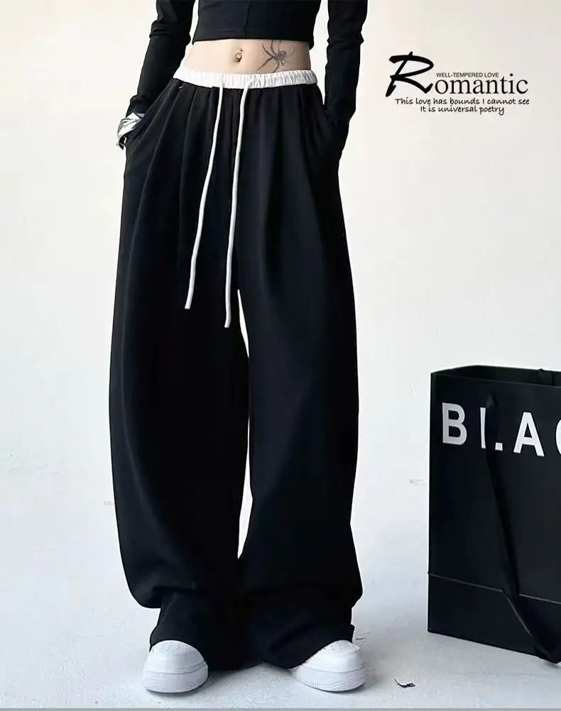 Description Picture 3 of itemDeeptown Black Sweatpants Women Korean Autumn Casual Baggy Pants Vintage Harajuku Streetwear Straight Sports Trousers Fashion