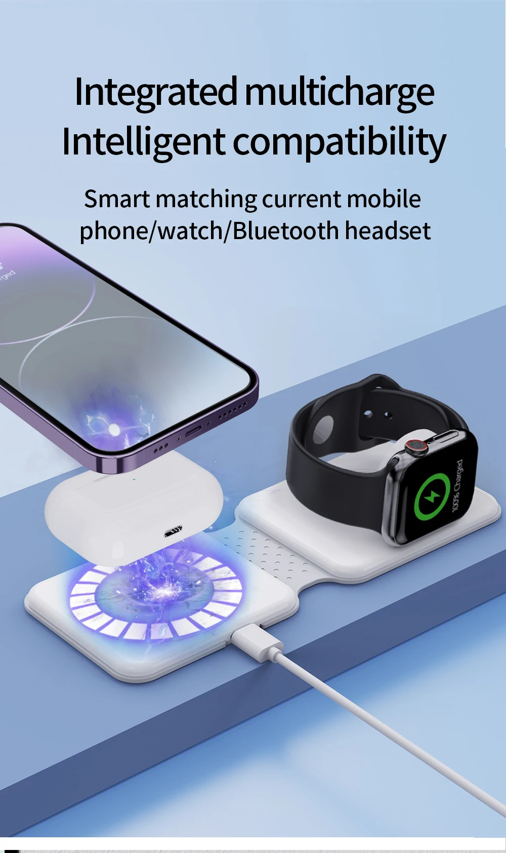 Description Picture 6 of itemFoldable 2-in-1 Wireless Charger Suitable for IPhone/apple Watch/airpods Portable Charging Station for Travel  and Business Trip