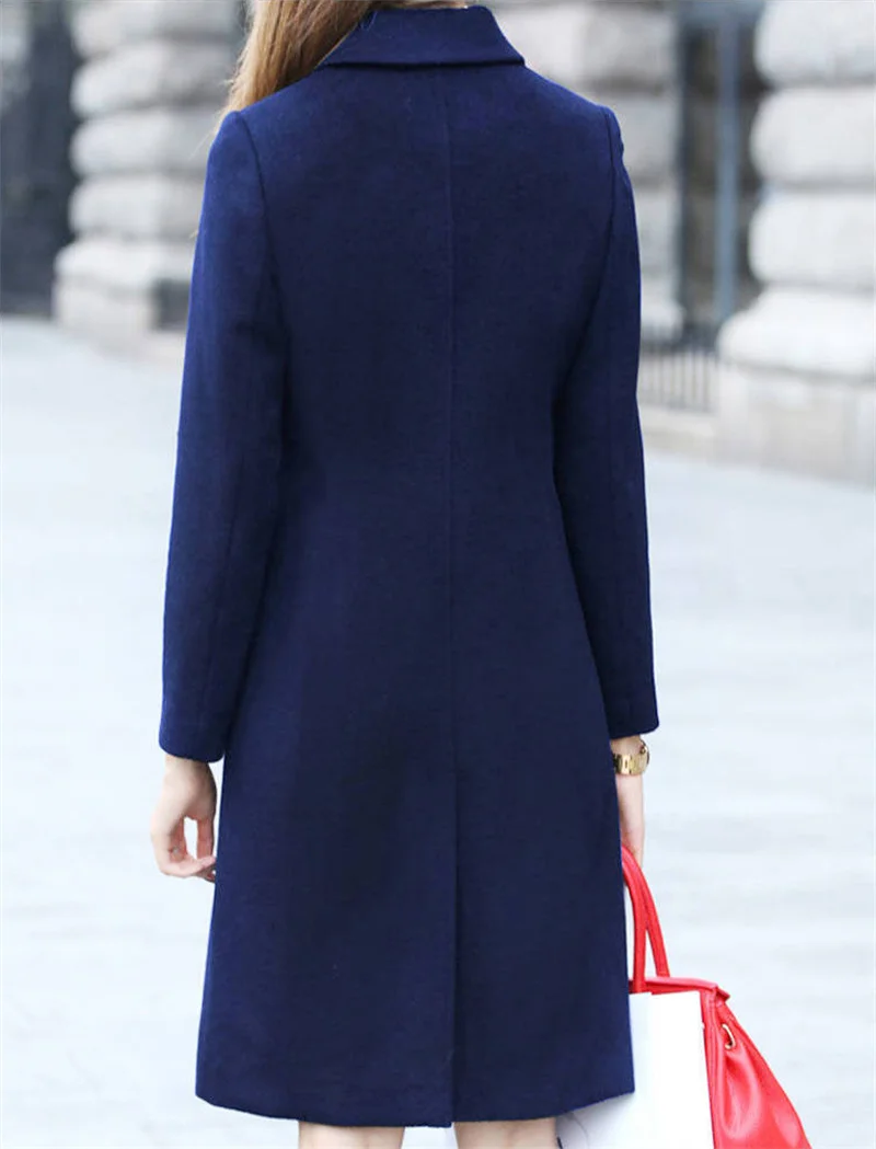 Description Picture 5 of itemNew Autumn Winter Women Fashion Coat Warm Pure Color Long Jacket Ladies Outwear Slim High Quality Clothing