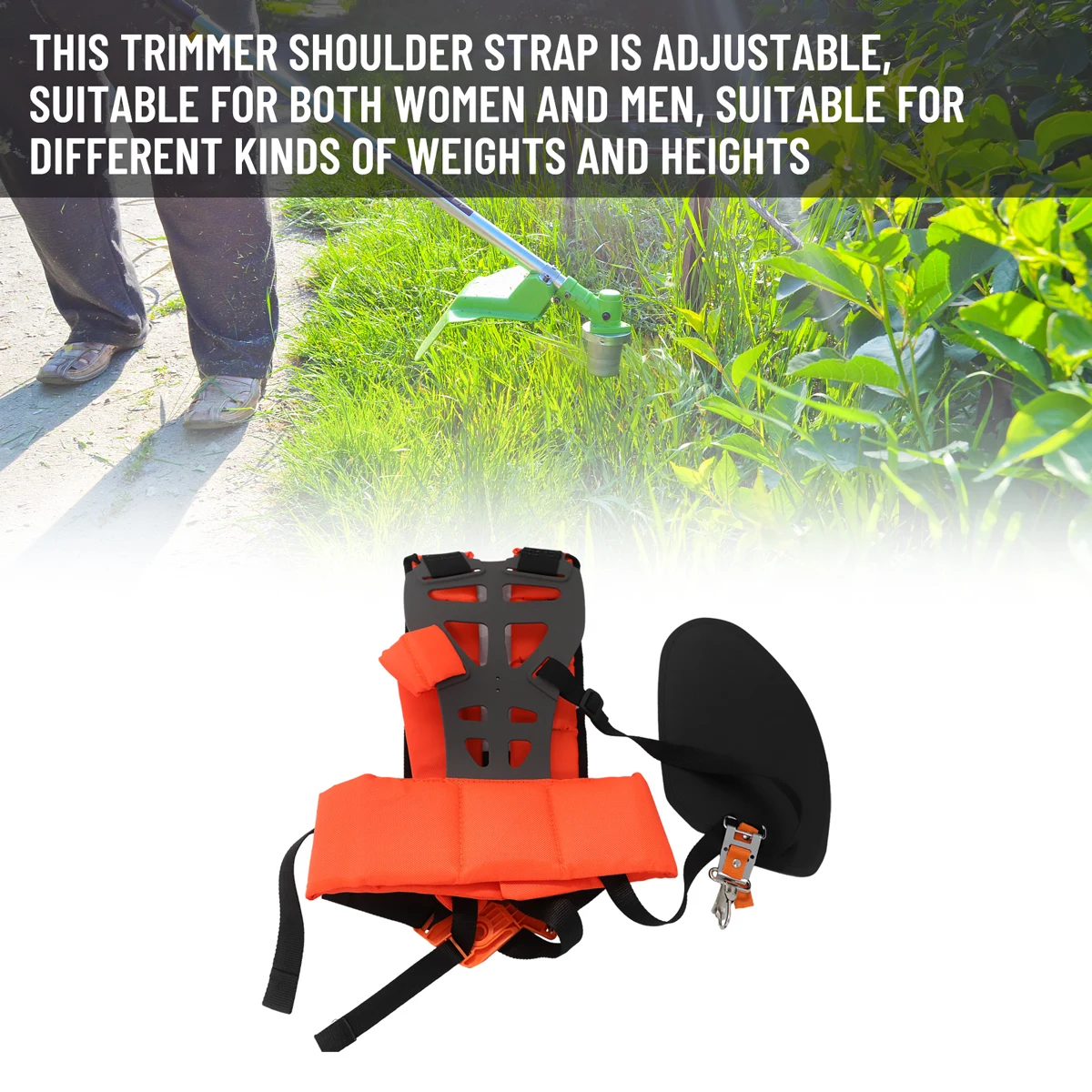 Description Picture 6 of itemPractical Lawn Mower Strap Shoulder Strap Accessory Cotton For Brushcutter Lawn Mower Nylon Orange Shoulder Strap Harness