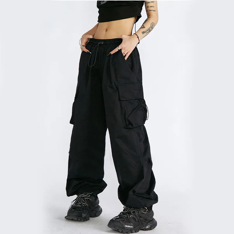 Zoki Hip Hop Streetwear Cargo Pants Women Loose Big Pockets Ins Tide Wide Leg Trousers Y2K Fashion All Match Jogging Sweatpants