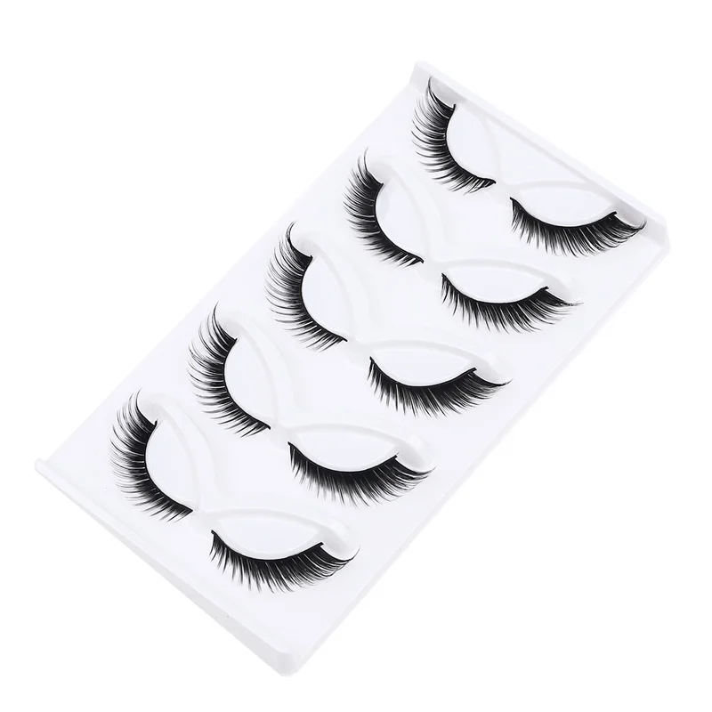 5Pairs Cat Eye Lashes Faux Mink Eyelashes Winged End Eye Elongated Eyelashes Fake Fox Eye Lashes Soft Natural Long Makeup Lashes