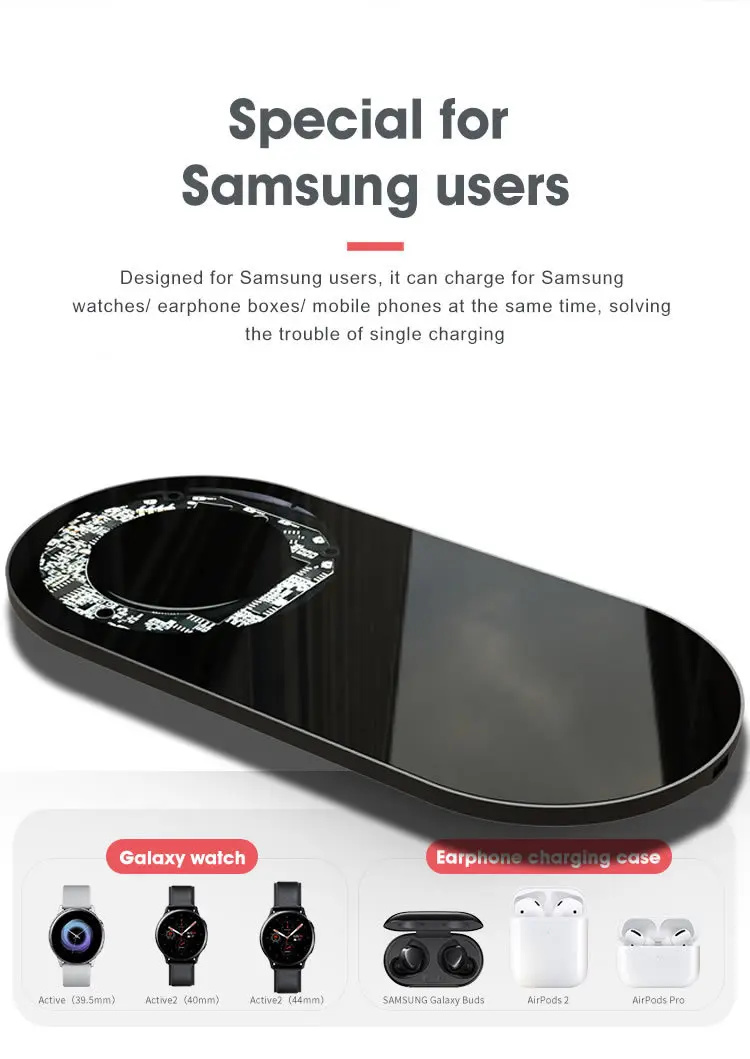 Description Picture 3 of item2 in 1 transparent Fast Wireless Charger 15W For iPhone 12 13 Qi Fast Charging for Samsung Iconic Brand Huawei For samsung watch