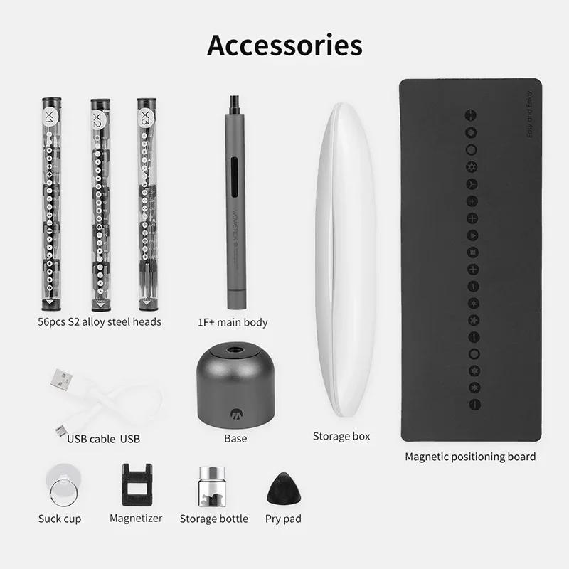 Iconic Brand Mini Precision Electric Screwdriver Set Cordless Screwdriver Rechargeable with LED Light DIY Repair Tool Wowstick 1F Pro