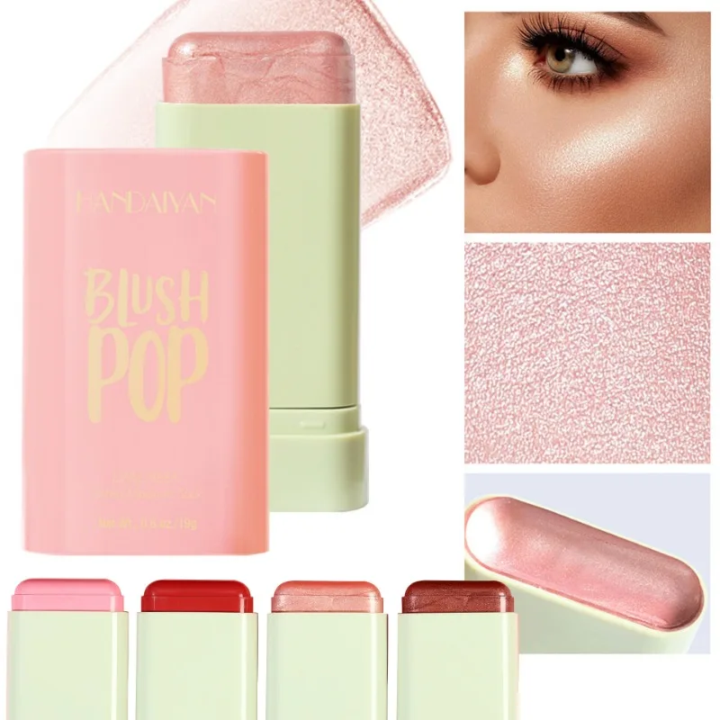 6color 3-in-1 Blush Stick Matte Highlight Repair Capacity Stick Face Bright Eye Shadow Daily Natural Nude Makeup Blush Korean