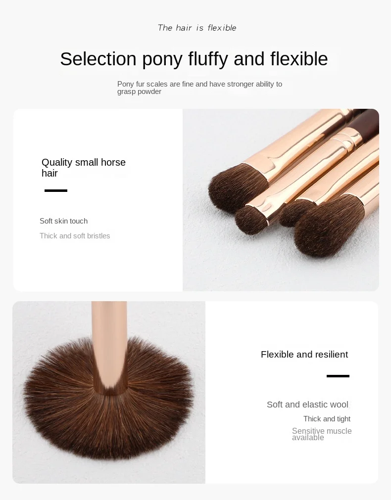 Description Picture 4 of item4 Pcs Eyeshadow Makeup Brush Set Eye Shadow Crease Brush Precision Smudge Smoky Brush Soft Horse Hair Eye Detail Makeup Tool Set
