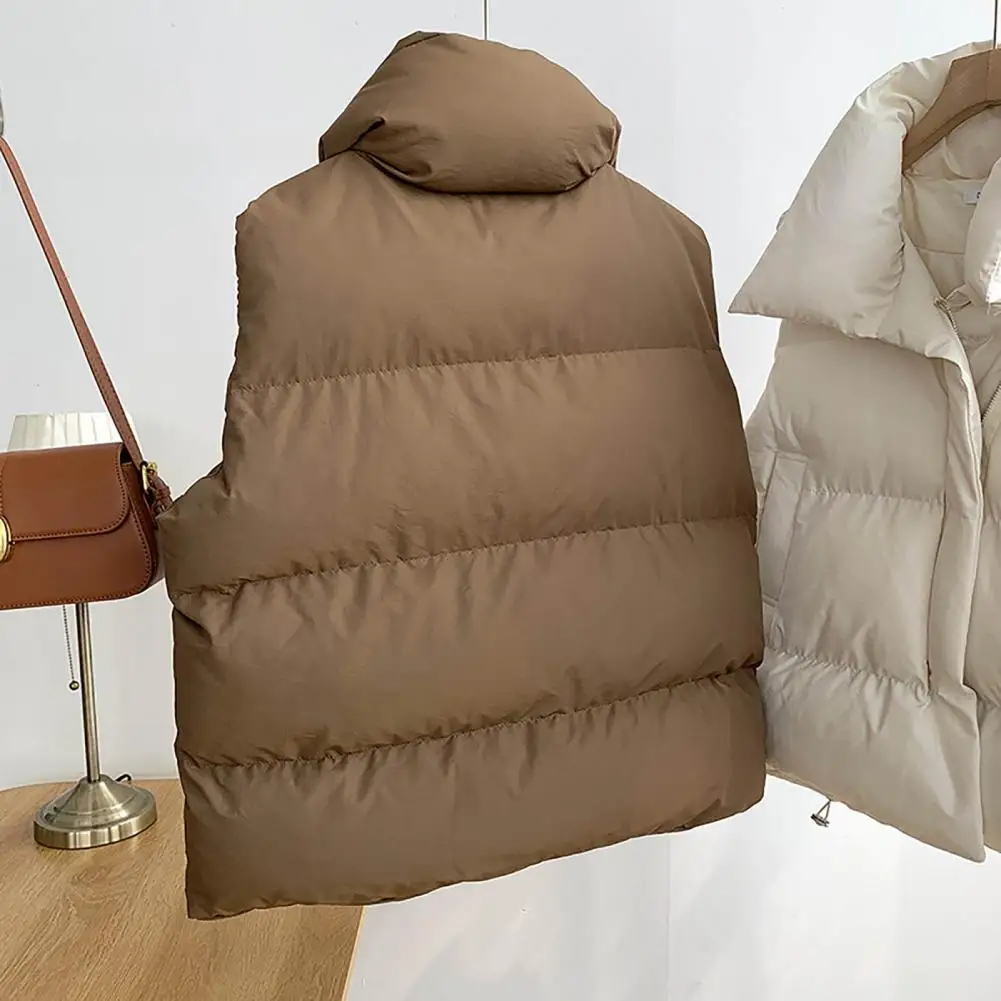 Description Picture 5 of itemNew Fashion Autumn Stand Collar Elegant Coats Warm Outerwear Casual Belt Sleeveless Winter Women Vests Jackets