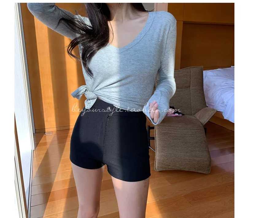 Description Picture 6 of item2021 New Women Shorts Summer Black New Shorts Femme Thin Elastic High Waist Fitness Casual Shorts Mini Pants Hot Zipper