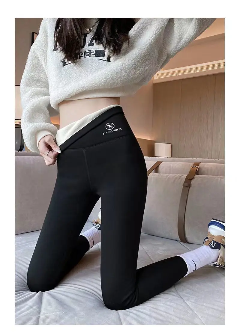 Description Picture 6 of itemWomen Winter Leggings Plush Up Thermal Waist Lamb Fleece Tight Warm Trousers Casual Cashmere Pants for Women High Waist
