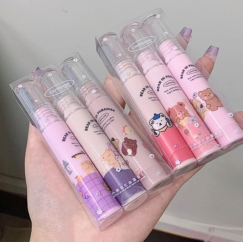 Description Picture 3 of itemVelvet Matte Lipstick Blush Waterproof Long Lasting Cute Bear Lipgloss Non-Stick Cup Makeup Lip Tint Mud Cosmetic Kit Gift