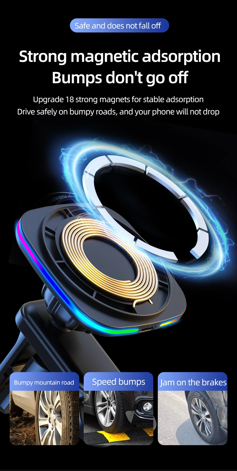 Description Picture 5 of item30W Magnetic Car Wireless Charger Mount Air Vent Phone Holder Stand For iPhone 14 13 12 Pro Max Mini Car Fast Charging Station