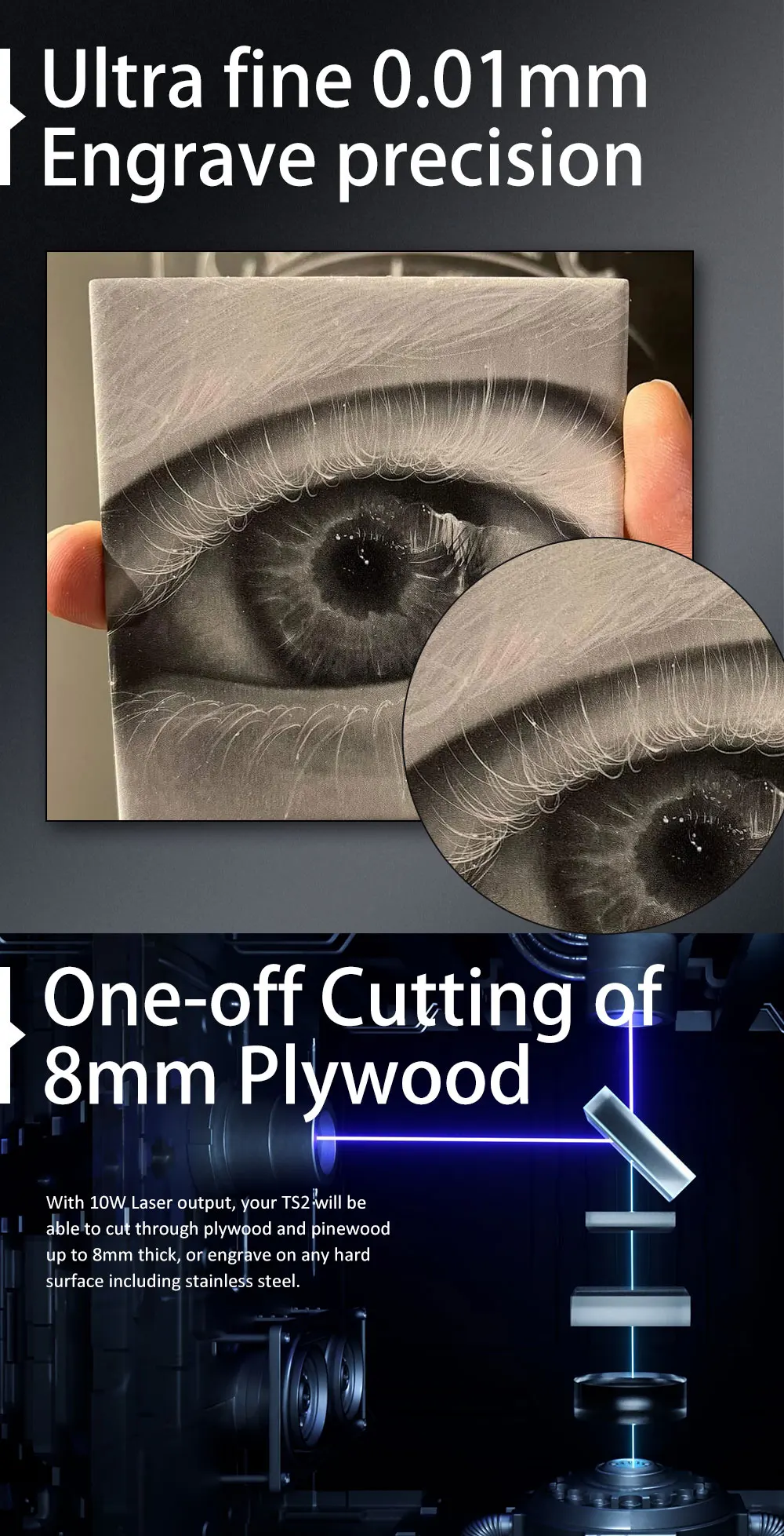 Description Picture 4 of itemTwotrees 80W TS2 Laser Engraver 450X450mm Laser Engraving Machine XY Axis Limit Switch Auto Focus With Gyroscope Laser Module