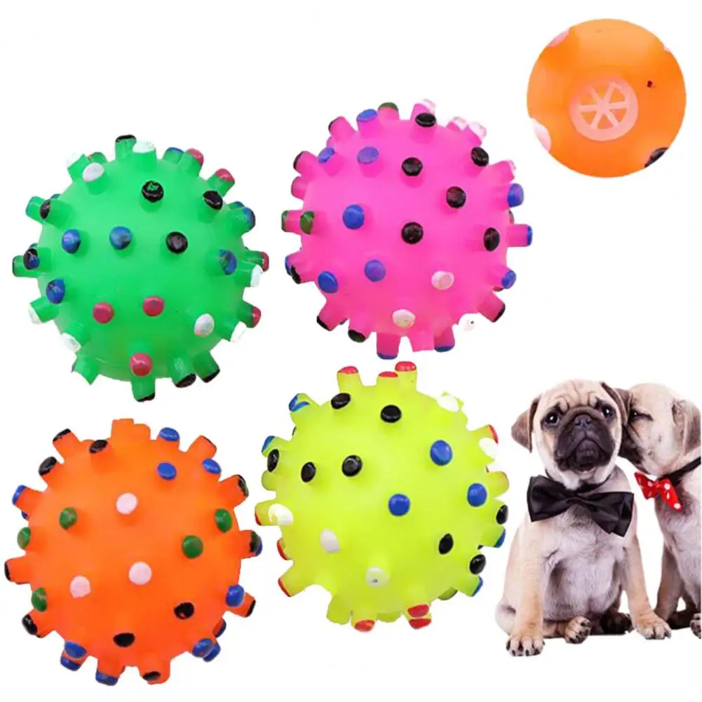 Description Picture 3 of item2pcs Random Round Dog Ball Toy Durable Puppy Training Ball Decompression Display Mold Squeaky Interactive Training Pet Ball Toy