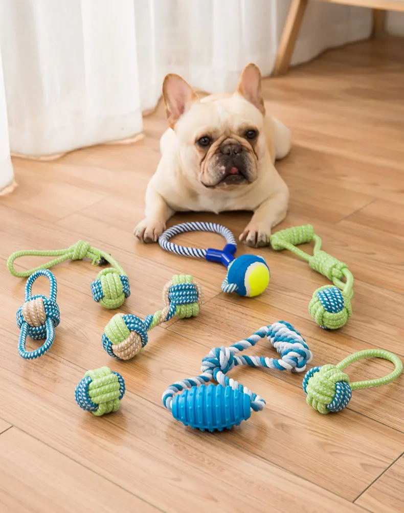 Description Picture 2 of itemDog grinding teeth to relieve depression, knot toy, dog biting rope set, puppy size dog toy ball