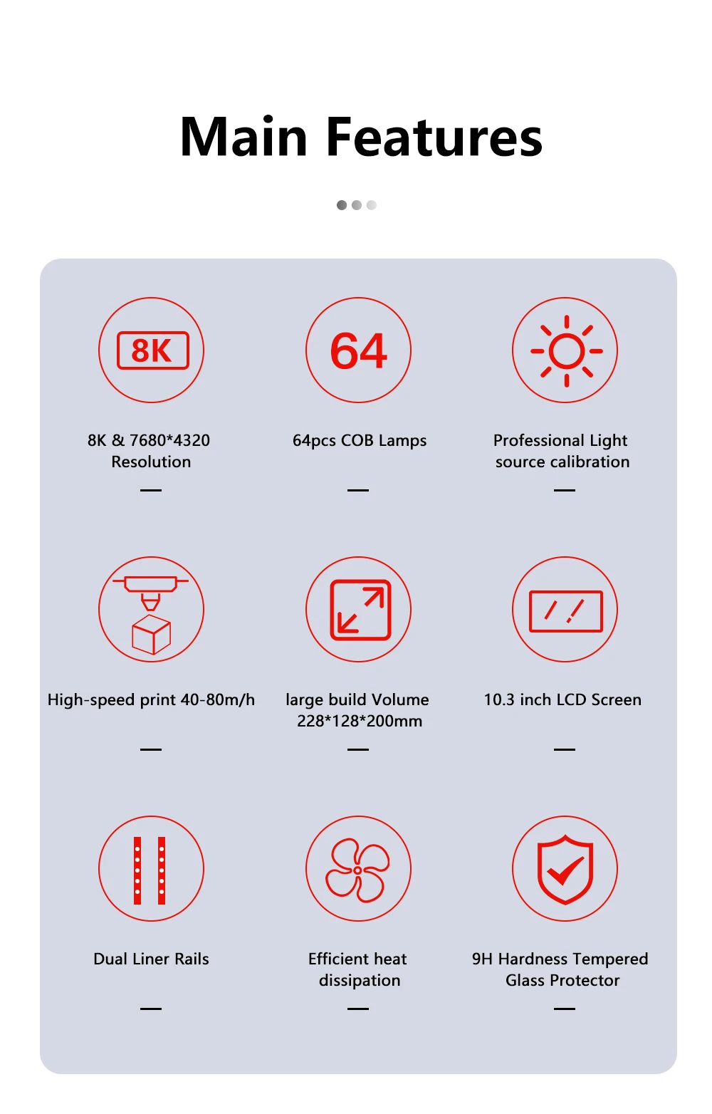 Description Picture 4 of itemKINGROON New KP8 8K UV Resin 3D Printer  Photocuring High-Speed 3D Printing 10.3‘’ 8K Monochrome LCD Printing Size 228*128*200mm
