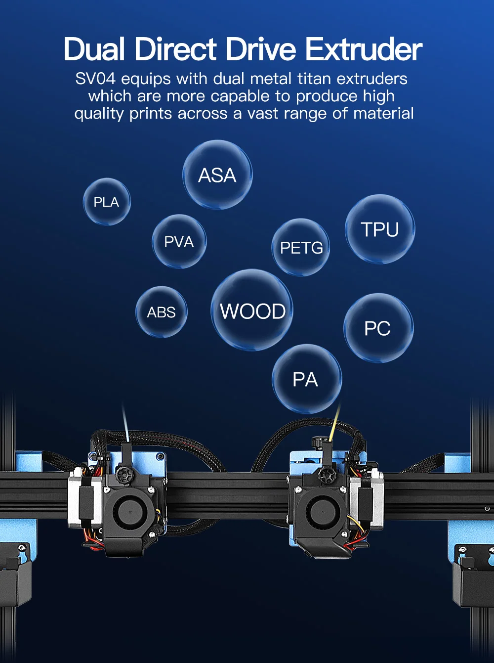 Description Picture 5 of itemSovol SV04 3D Printer Independent Dual Extruder IDEX Auto Leveling TMC2209 Silent Driver impressoras 3d Profissional Large Build
