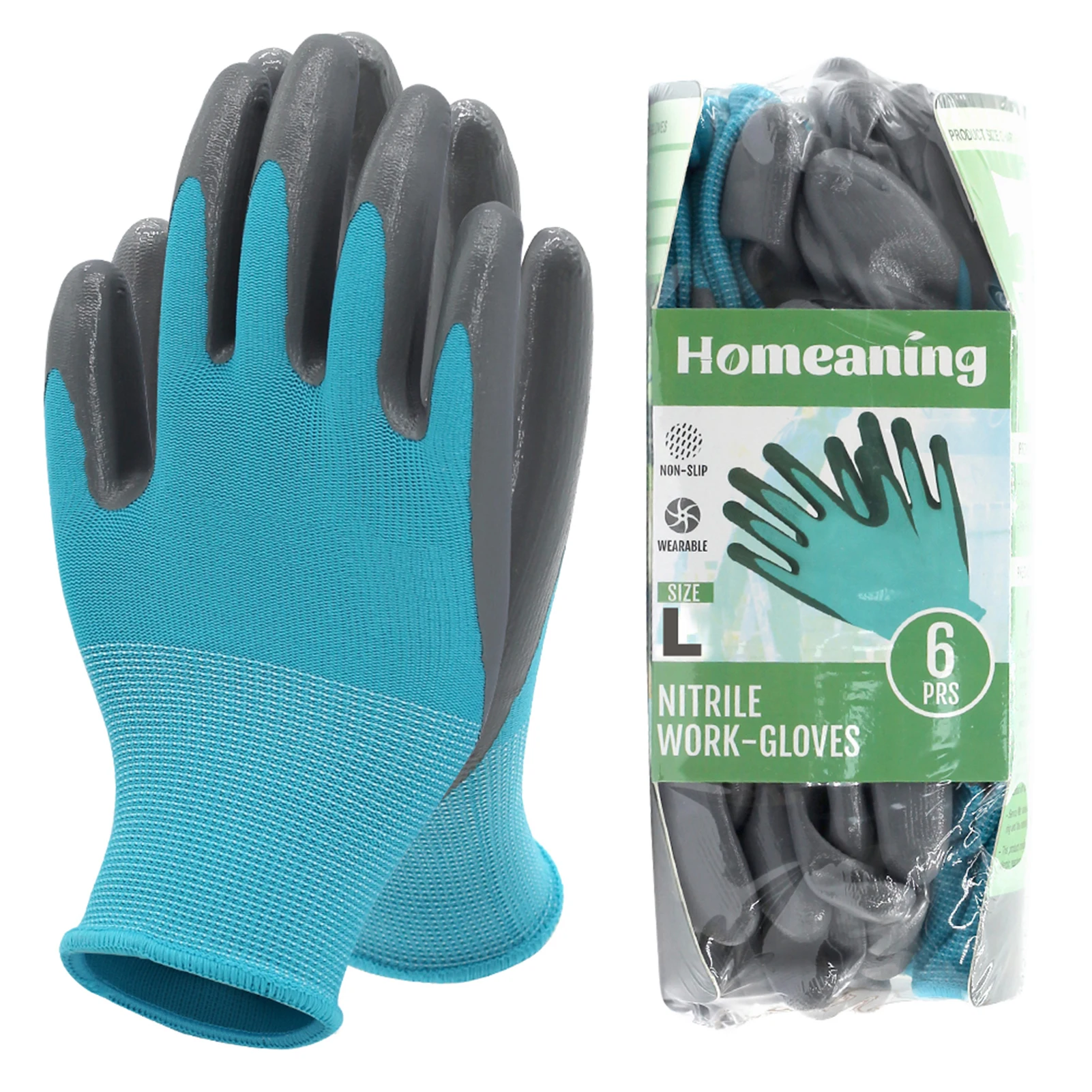 Gardening Gloves for Women and Men, Nitrile & Rubber Coated Protective, Blue, Green, Grey, Pink