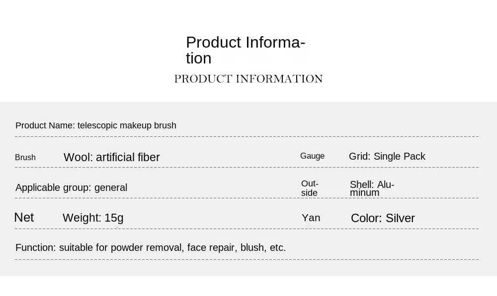 Description Picture 3 of item1pcs Small Retractable Cosmetic Brush Mini Portable Face Powder Powder Blusher Highlight Brush Fiber Hair Metal Handle Brush