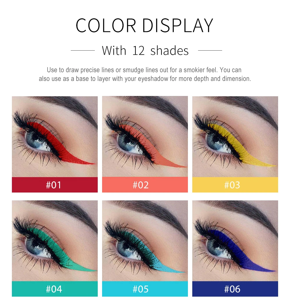 Description Picture 5 of item12 Colors/Box Color Liquid Eye Liner Waterproof White Eyeliner Pencil Makeup Set Cosmetics Long-Lasting Make Up Colored Blue Pen