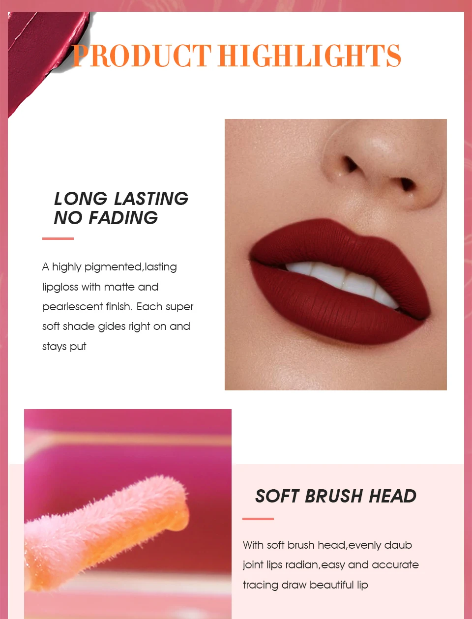 Description Picture 5 of itemIMAGIC new waterproof and moisturizing lip gloss velvet matte lasting lip gloss ladies cosmetics 20 colors