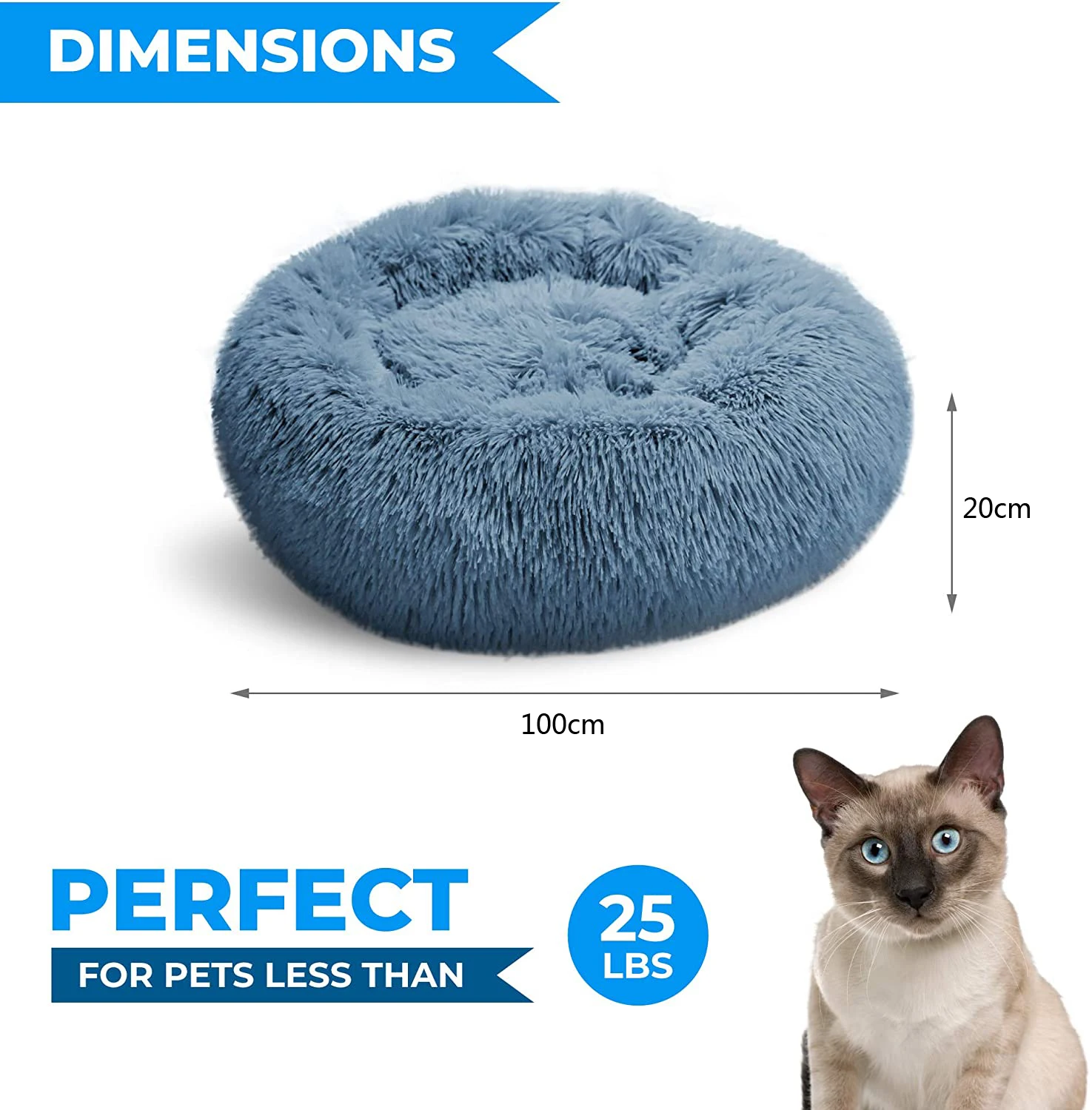 Description Picture 3 of itemRound Cat Bed Dogs Bed House Kennel Pet Mats Soft Long Plush Mat Pet Warm Basket Cushion Cats House Sofa Machine Wash Kennel