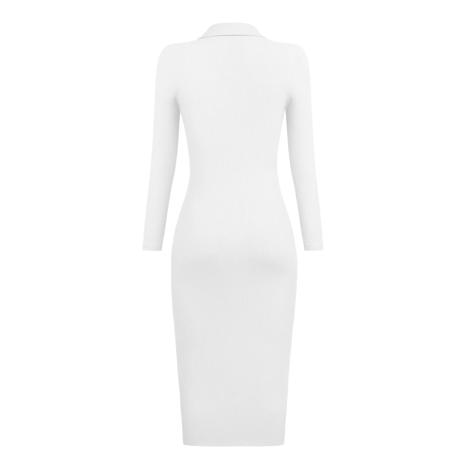 Description Picture 4 of itemPolo Neck Knitted MidI Dress Autumn Knitted Cardigan Dress Autumn and Winter Elegant Women's ClothingWinter One-piece Dress