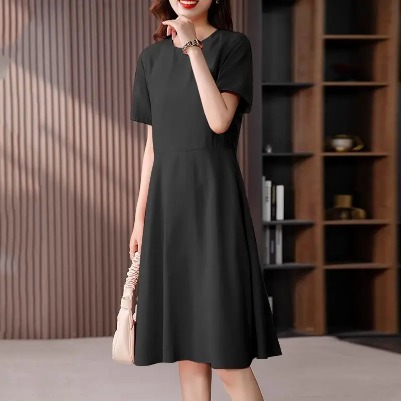 ZANZEA Fashion OL Work Vestidos Oversized Woman Vintage Solid Dress Short Sleeve O-Neck Sundress Casual Party A Line Dresses
