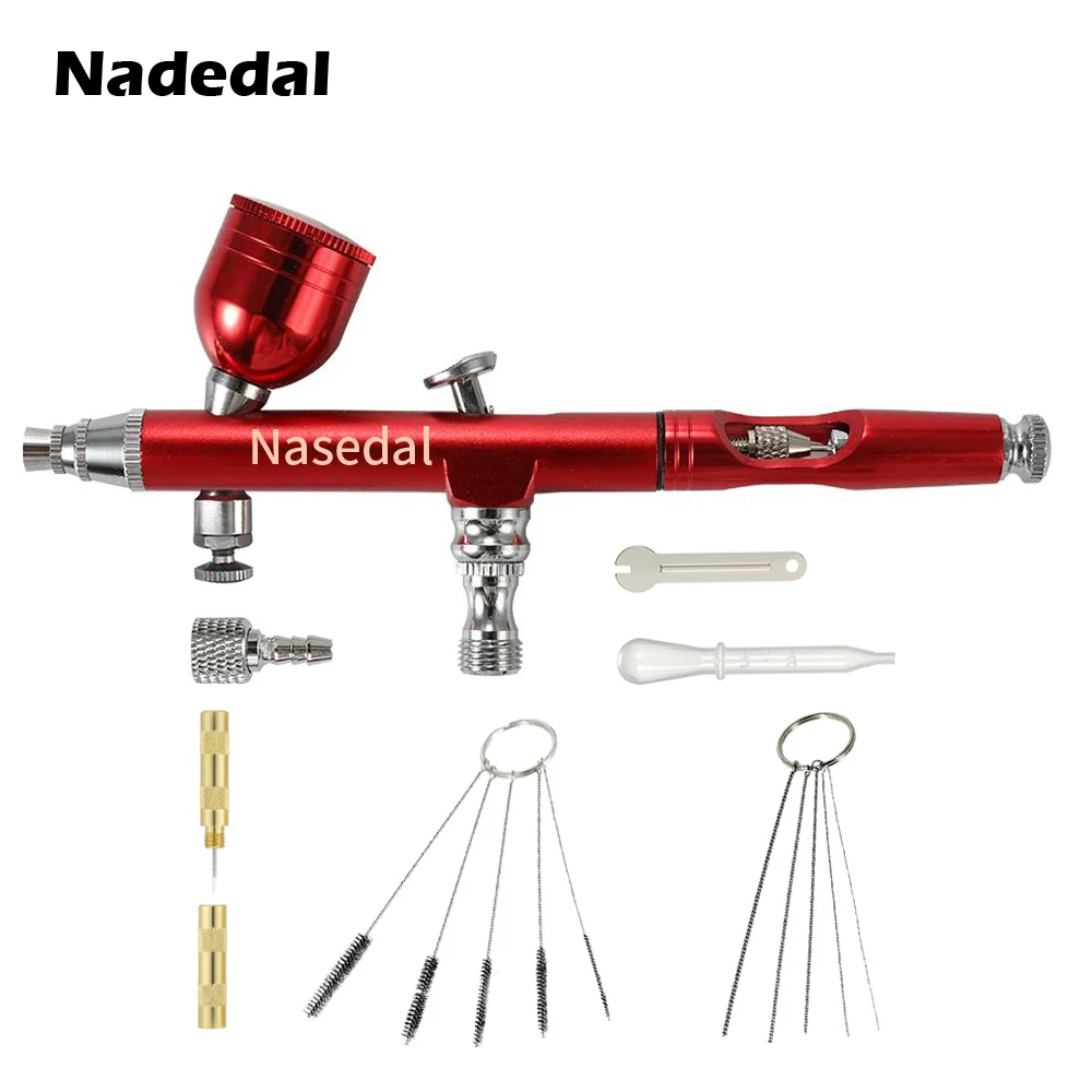 Description Picture 6 of itemAirbrush Dual Action Gravity Feed 0.3mm Nozzle Spray Gun Red/Gold Cake Decorating Brushes For Nail Manicure With Wrench Straw