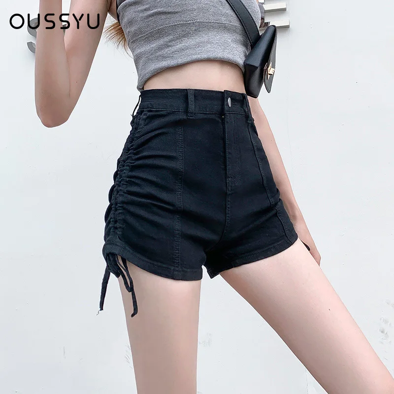 Sexy Hot High Waist Short Pants Women's Vintage Clothing Summer Korean Jean Denim Shorts Female Elastic Wide Leg Casual Fashion