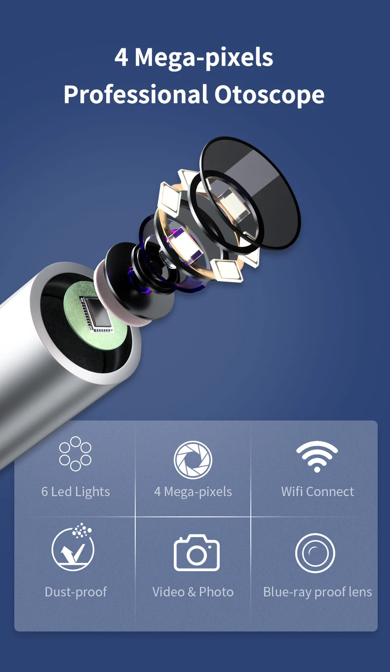 Description Picture 4 of itemSmart Ear Cleaner Wax Removal Tool Digital 400W Precision Camera IP67 Waterproof Endoscope Otoscope Earpick Clean Sticks