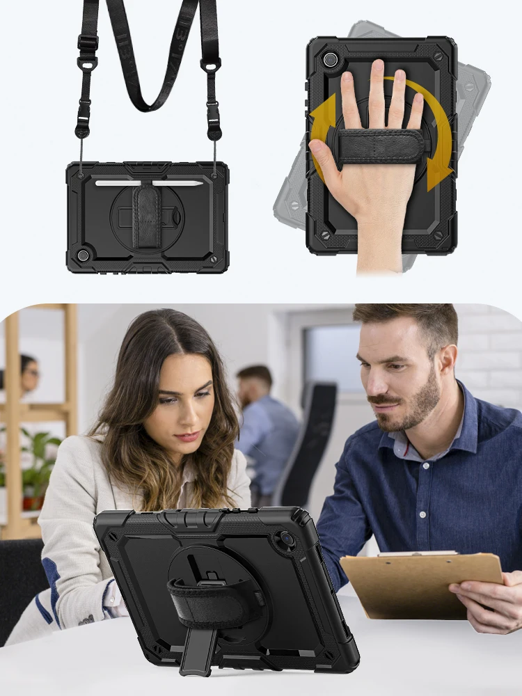 Description Picture 2 of item360 Rotation Hand Strap&Kickstand Tablet Case For Iconic Brand Tab M10 10.1 HD 2nd Gen TB-X306F TB-X306X Full Body Protective Cover