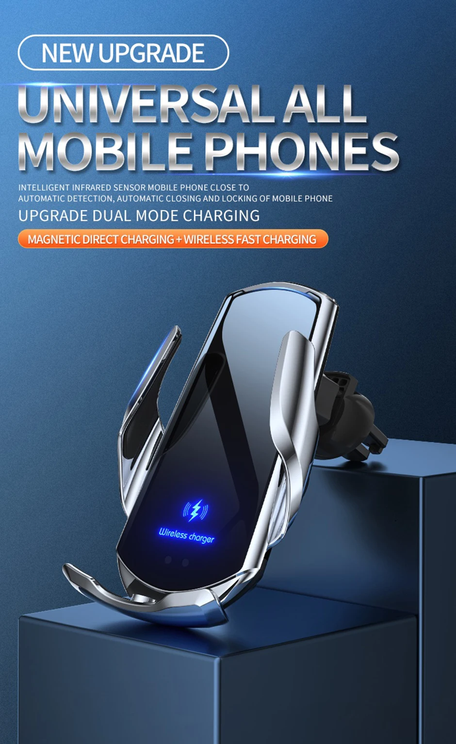 Description Picture 2 of itemAutomatic Clamping Car Wireless Charger Stand Air Vent Phone Holder Magnetic 30W Fast Charging For iPhone 15 14 13 Samsung S23