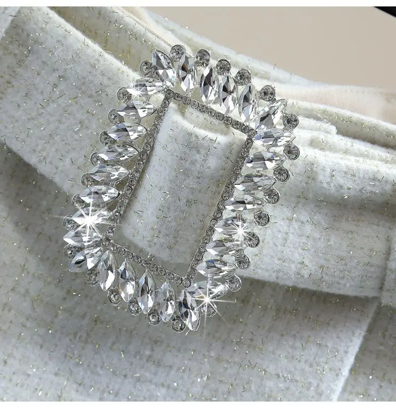 Description Picture 4 of itemAutumn Winter Bright Rhinestones Tweed Woolen Skirt Shorts Women High Waist Wide Leg Irregular Glitter Diamonds Belt Short Femme